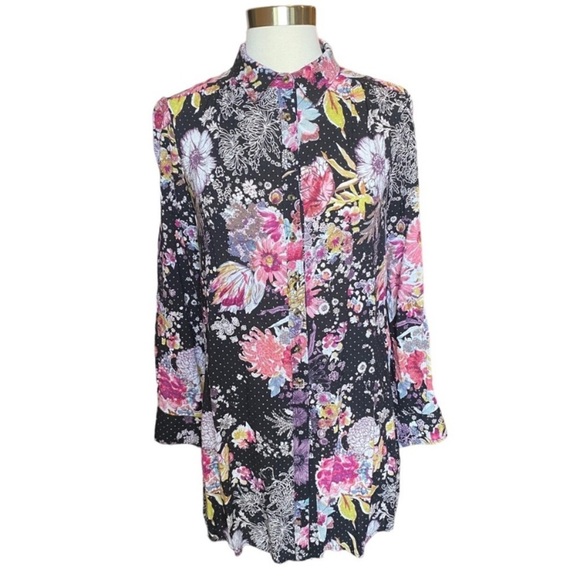 Maeve Anthropologie Floral Button Down With Shirttail Hem - Picture 2 of 10